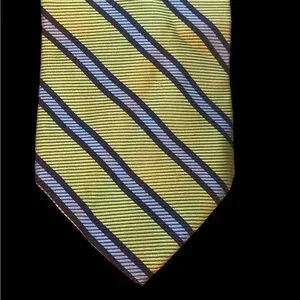 Brooks Brothers All Silk Woven Olive Green And Blue Striped Tie