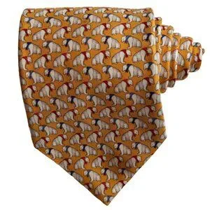 Brooks Brothers Makers Tie Polar Bears Yellow Gold 100% Silk USA 3.5x59"