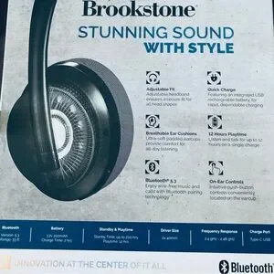 Brookstone Black Bluetooth Headphones