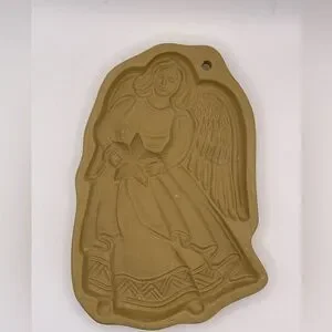 Brown Bag Vintage Ceramic Cookie Molds 3 Holiday Large Recipe Angel Tree Floral