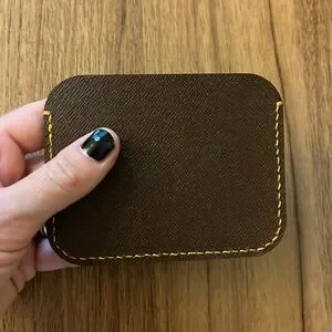 Brown Leather Card Holder Made By Me From Recycled Vintage Leather