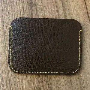 Brown Leather Card Holder made by me from recycled vintage leather