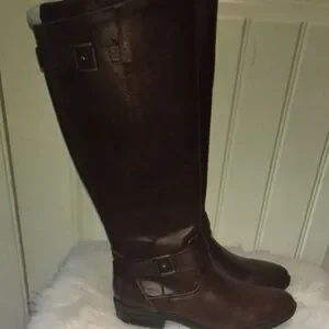 Brown Leather Knee-High Boots