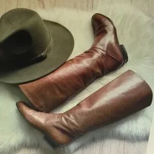 Brown Leather Knee-High Boots