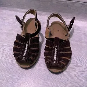Brown Strappy Sandals with Buckle