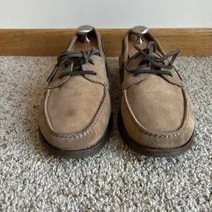 Brunello Cucinelli Men’s Brown Suede Moc Toe Boat Shoes Made In Italy US 9.5-10