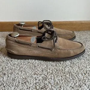 Brunello Cucinelli Men’s Brown Suede Moc Toe Boat Shoes Made In Italy US 9.5-10