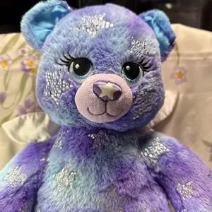 Build A Bear Starbright Bear Silver Stars Wings Magic Sound Light Up Plush 17"
