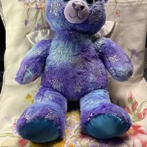 Build A Bear Starbright Bear Silver Stars Wings Magic Sound Light Up Plush 17"