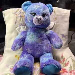Build A Bear Starbright Bear Silver Stars Wings Magic Sound Light Up Plush 17"