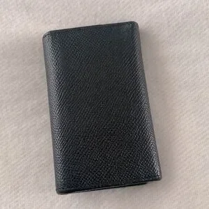 BULGARI Key Holder Black Textured Leather