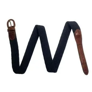 Bullock & Jones Men's Braided Brown Leather Black Elastic Stretch Belt Size 42
