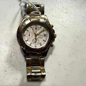 Bulova Chronograph White Dial Watch 2 Tone 45B17