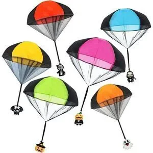 Bundle Of 6 Pack Halloween Parachute Toys & 360 Halloween Temporary Tattoos