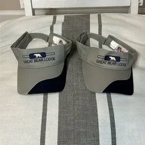 Bundle Of Two Matching Great Bear Lodge Visors With Adjustable Velcro Back GUC
