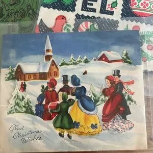 Bundle Of Vintage Christmas Wrapping Papers And Card