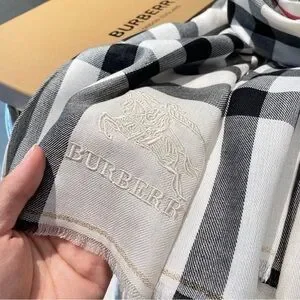 Burberry Classic Check Scarf In Black White And Red