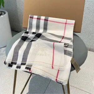 Burberry Classic Check Scarf In Black White And Red