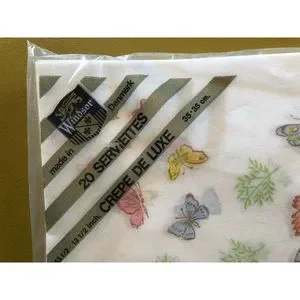 Butterfly Paper Napkins 20 Serviettes Crepe De Luxe Windsor Made In Denmark