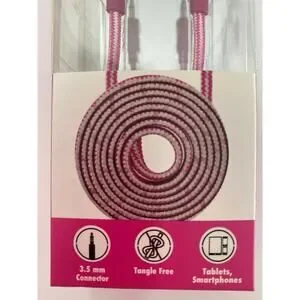 ByTech Universal Pink Aux Cable 3.5mm Connector 3.5 Feet NEW Music