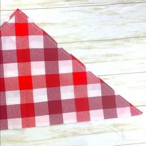 C3 Red White Gingham Dog Bandanas – Set Of 3 – OS