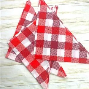 C3 Red White Gingham Dog Bandanas – Set of 3 – OS