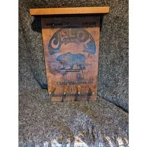 CALOL vintage petroleum advertising repurposed into key coat rack. RARE
