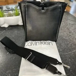 Calvin Klein Leather Bucket Tote