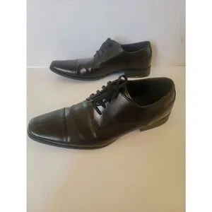 Calvin Klein Men's Brown Leather Lace Up Oxford Dress Shoes Size 8.5