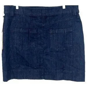 Calvin Klein Womens Denim Skirt Size 16 Dark Wash Zip Close A-line Stretch NEW