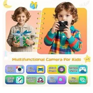 CAMCLID Kids Camera Instant Print 3 0 Inch/48MP Instant Camera For Kids(Black)