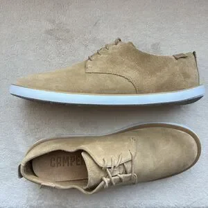 Camper Wagon Tan Brown Nubuck Leather Men EU 42 US 9 Lace Up Brogue Oxfords