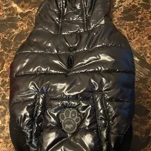 Canada Pooch Shiny Black Puffer Dog Coat - size 12