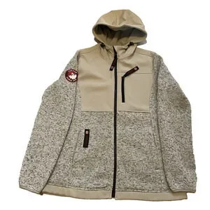 Canada Weatherguard Athletic Jacket Womens Size S/P Beige / Grey Fleece Coat