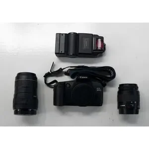 Canon EOS Rebel G 35mm Zoom Film Camera w/ 35-80mm + 100-300mm + Flash