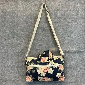 CANVASLIFE Laptop Bag Women's Blue Pink White Rose Floral Padded Sleeve Case