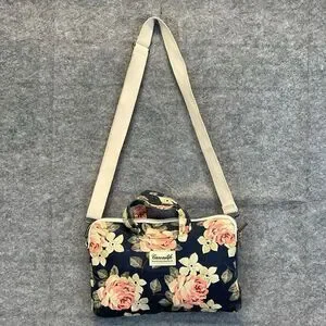 CANVASLIFE Laptop Bag Women's Blue Pink White Rose Floral Padded Sleeve Case