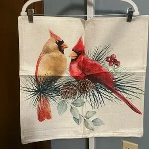 Cardinal Themed Holiday Pillow Canvas Covers 19x19 Inches Set Of 4. NIP