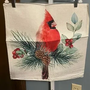 Cardinal Themed Holiday Pillow Canvas Covers 19x19 Inches Set Of 4. NIP