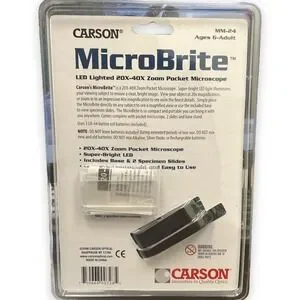 Carson Kids MicroBrite 20x-40x LED Lighted Pocket Microscope For Learning