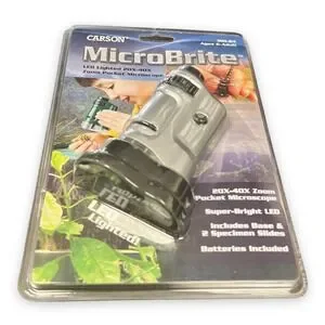 Carson Kids MicroBrite 20x-40x LED Lighted Pocket Microscope For Learning
