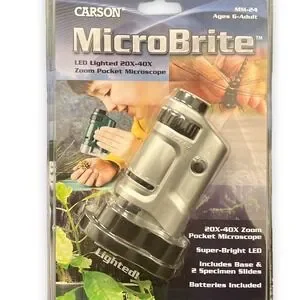 Carson Kids MicroBrite 20x-40x LED Lighted Pocket Microscope for Learning