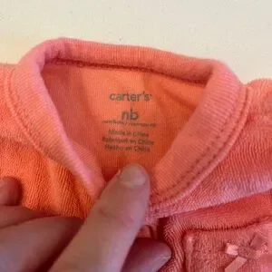 Carter's Coral Baby Onesie Sleeper Footie Pajamas Newborn Lot
