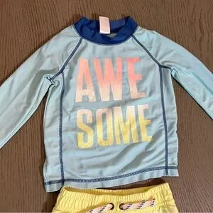 Carter's Kids Boys Blue And Yellow Awesome Rashguard Swim Set Size‎ 18 M