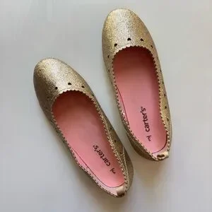 Carter’s Youth Girl’s Ballet Flats Size 3 Glittery Gold Sparkles Spring