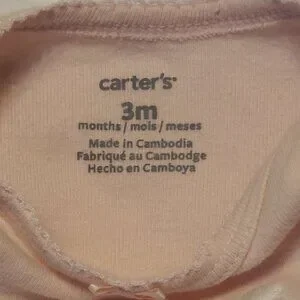 Carters Baby Girl Bodysuit Sweet Sister 3M Butterfly Design Pink