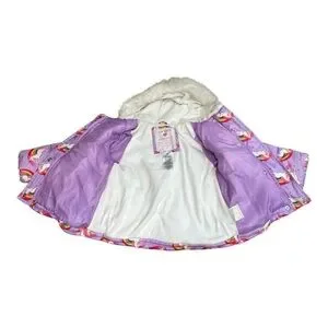 Carters Toddler 2T Purple Unicorn & Rainbows Fur Lined Hooded Puffer Jacket