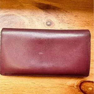 CARTIER Paris Burgundy Leather Billfold Breast Waller 12 Card Holder Pre-owned