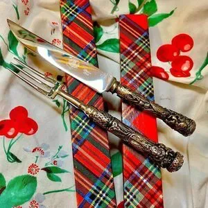 Carving set small serving set vintage estate sale found in box looks un used