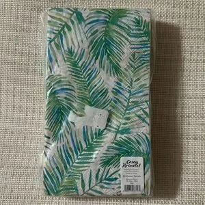 Casey Krimmel 32 Paper Guest Size White Blue Green Tropical Leaves 3-ply Towels